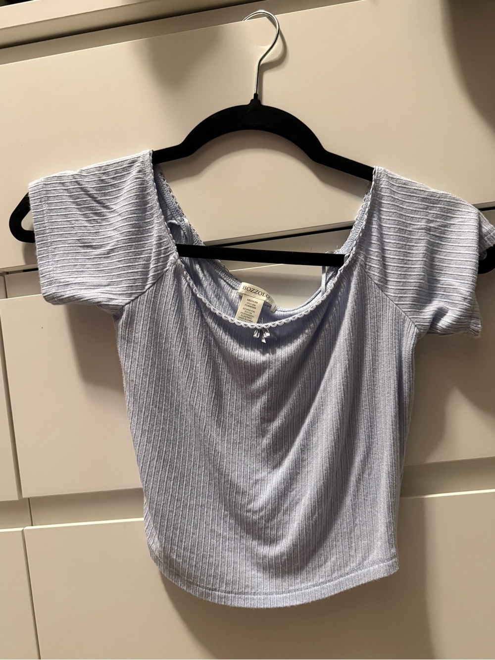 Bozzolo Light Blue Ribbed Scoop Neck Baby Tee – Size Medium
